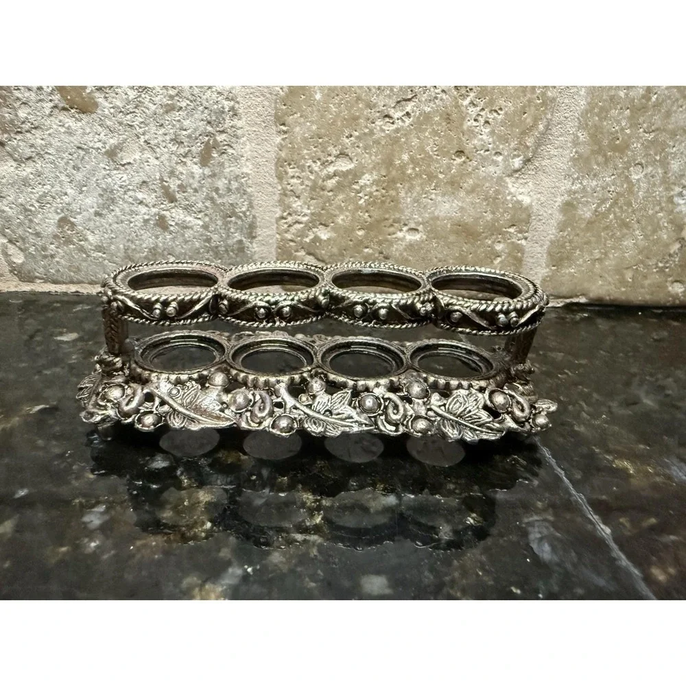 Vintage‎ Old Hollywood Antique Brass 4 Count Lipstick Makeup Holder Vanity Metal
